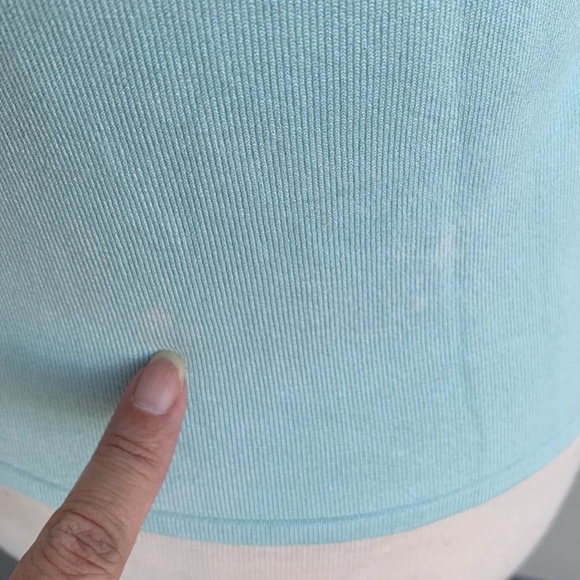 BEBE Aqua Stretchy Ruffle Blouse Size L - Picture 8 of 9